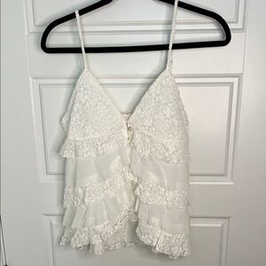 Pink Lily White Lace Layered Camisole